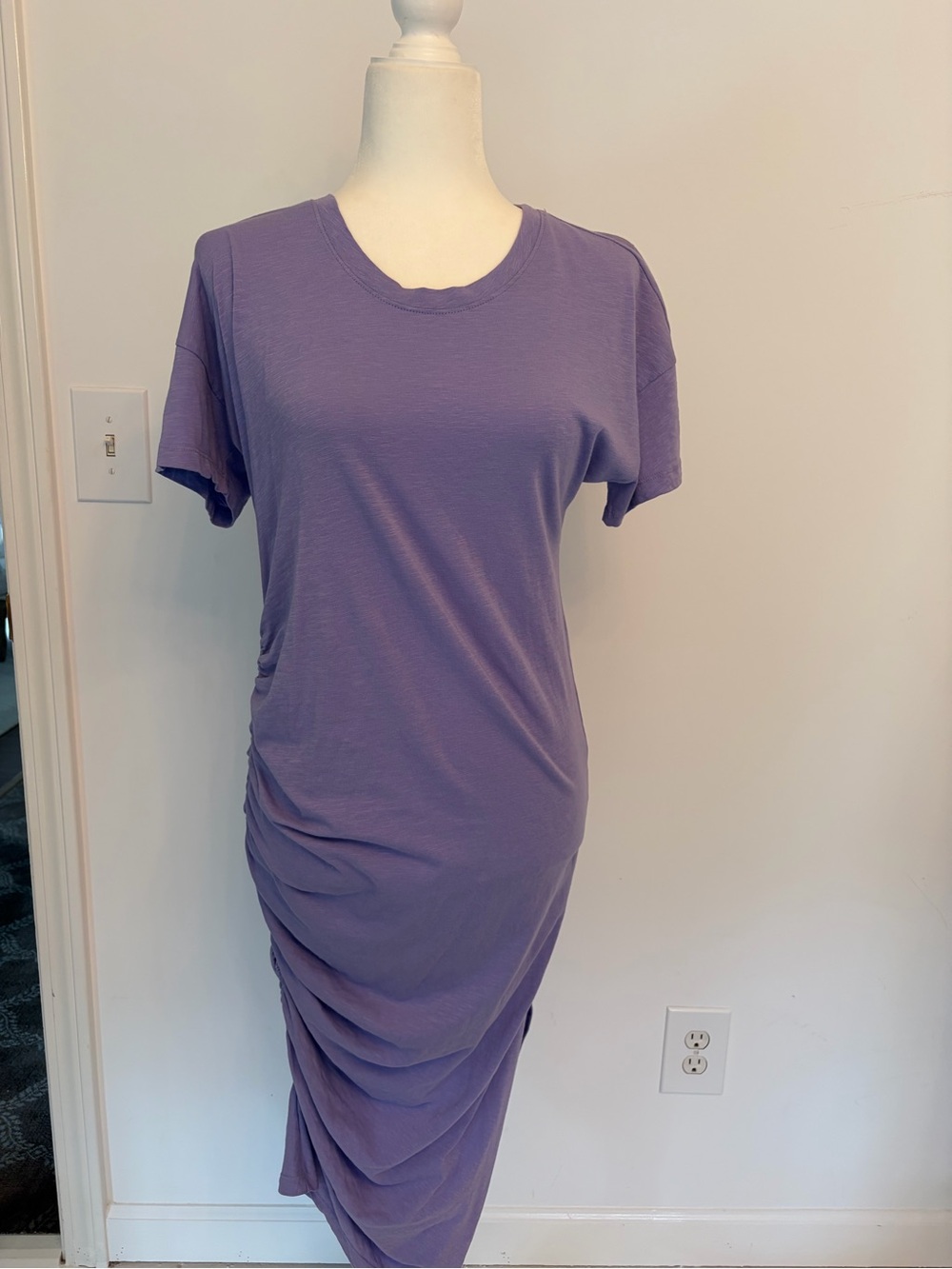 Sundry by Anthropologie Side Ruched T-Shirt Dress in Lavender